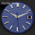 Sky Blue 28.5mm GS Watch Dial With Hands Wave Textured Surface Watch Face Watch Parts for NH35 4R35 Movement for GS Mod Parts. 