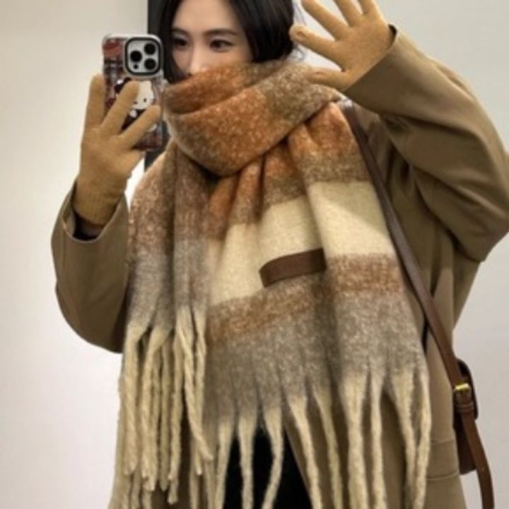 230*40cm%20Mallard%20Premium%20Winter%20Scarf%20Women%202025%20New%20Korean%20Style%20Thick%20Warm%20Fashionable%20Neck%20Warmer%20Cold%20Weather%20Accessories%20-%20Image%203