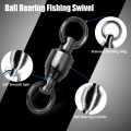 Fishing Ball Bearing Swivel 20~100Pcs with Double Solid Rings Heavy Duty Coppery & Stainless Steel Accessories Connector Tackle.