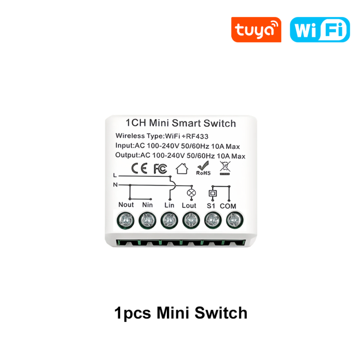 MANHOT Tuya WiFi+RF433 Smart Switch 2Way Mini Smart DIY Switch Module ...