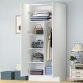 Modern Bedroom Closet Cabinet with Clothes rod And Storage space, Hitow 2 Doors Wardrobe Armorie,  Storage Space Organizer, White. 