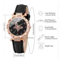 6PCS/Set Women's Watch Fashion Rhinestone Leather Band Quartz Watches Butterfly Jewelry Set(Without Box). 