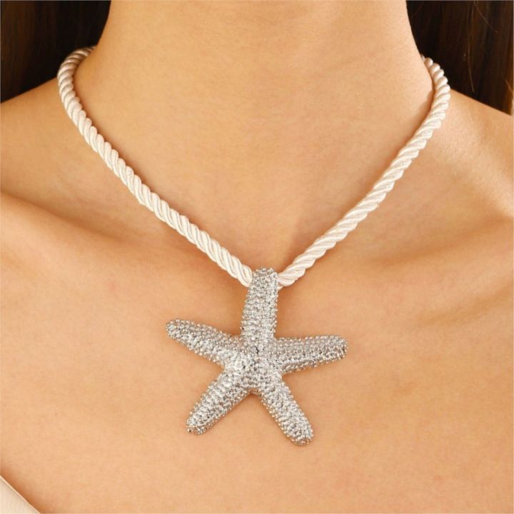 Beach%20Style%20Exaggerated%20Starfish%20Pendant%20Chunky%20Rope%20Necklace%20for%20Women%20Summer%20Collarbone%20Chain%20Necklaces%20Vocation%20Jewelry%20-%20Image%203