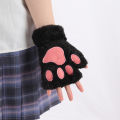 New Kawaii Women Warm Cat Gloves Fashion Girls Cat Claw Paw Plush Mittens Soft Plush Short Fingerless Half Finger Winter Gloves. 
