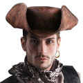 Faux Leather Pirate Hat - Brown Imitation of Old  Colonial Style Tricorn , For Holiday Party Cosplay Halloween. 