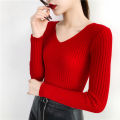 Autumn Winter Knitted V Neck Women Sweaters Casual Long Sleeve Pullover Soft Warm Sweater Femme Fashion Basic Solid Jersey Tops. 