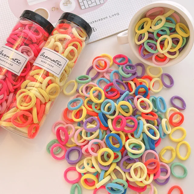 100PCS Baby Girl Elastic Hair Bands - Colorful Mini Rubber Bands for Kid's Ponytails & Hair Accessories (Multicolor)