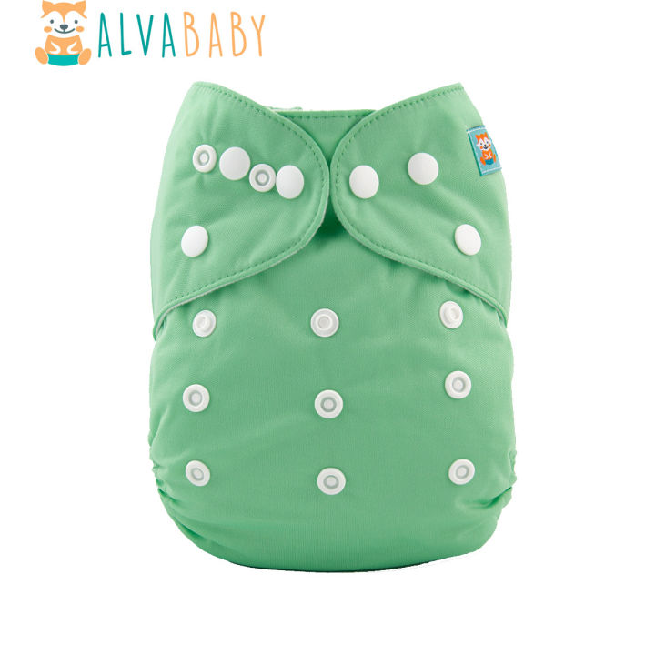 1pc ALVABABY Solid Color Baby Cloth Diaper Reusable Pocket Diaper Baby Cloth Nappy Shell