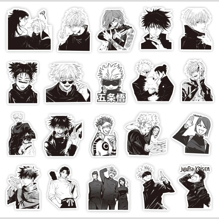 65PCS%20Black%20White%20Jujutsu%20Kaisen%20Anime%20Stickers%20Decoration%20Suitcase%20Scrapbooking%20Laptop%20Phone%20Stationery%20Manga%20Kid%20Sticker%20-%20Image%203