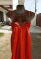 Red satin silk long braidmaid maxi gown dress to wear in weddings and prom night festivals. 