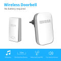 Wireless Doorbell No Battery EU/UK/US Plug required Waterproof Self-Powered Door bell Sets Home Outdoor Kinetic Ring Chime. 