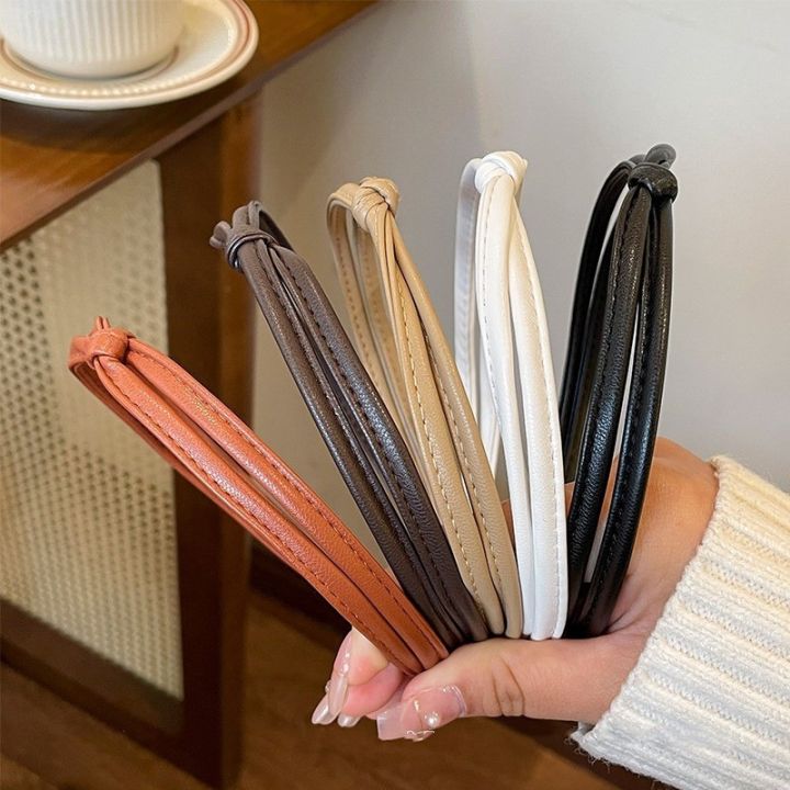 Simplicity%20Leather%20Narrow%20Edge%20Headband%20for%20Women%20Elegant%20Simple%20Face%20Wash%20Headband%20Fashion%20Girls%20Hair%20Band%20Hair%20Accessories%20-%20Image%204