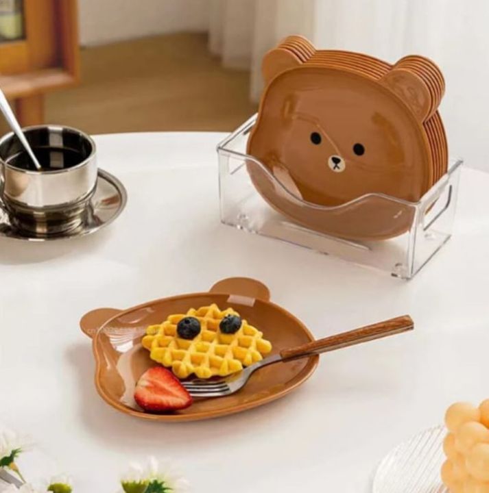 8 Pcs Lovely Cartoon Bear Style Plates Set Snacke Plates For Serving Platter Nuts Dish