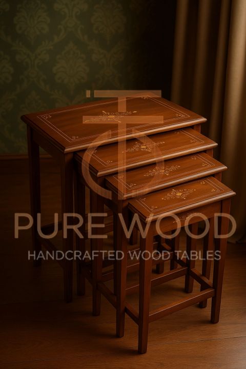 Wooden%20Table%20set%20Chinyoti%20Solid%20Sheesham%20Wood%20Nesting%20Tables%20(Set%20of%204)%20-%20Image%202