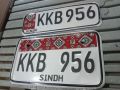 bike number plates ajrak style new ajrak size 7x4 back and 7x2.5 front embossed uthay huay number but not punch words. 