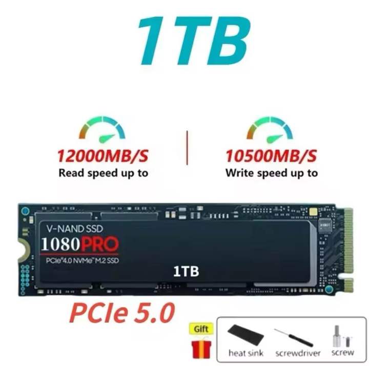 2024 Newest 1080PRO 8TB 4TB 2TB 1TB NVMe 2.0 SSD M.2 2280 PCIe Gen5.0x4 Internal Solid State Drive for Desktop PS5 Laptop PC