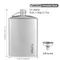 Tiartisan Titanium 260ml Alcohol Flask Outdoor Camping Ultralight Portable Whiskey Wine Bottle  With Funnel. 