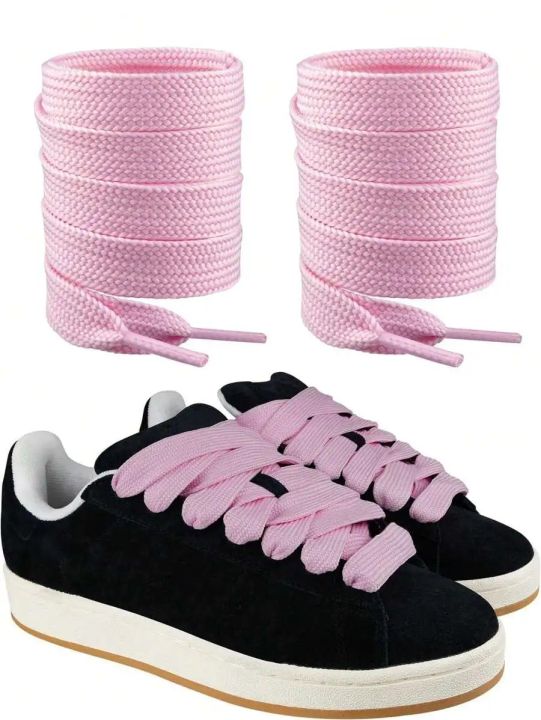New 20mm Wide Flat Shoelaces Thick Polyester Replacement Laces for Campus Sneakers & Casual Shoes Classic Cotton Rope Flat Laces