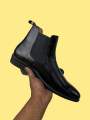 Chelsea Boots For Men Genuine Cow Leather Winter Ankle Boots Casual Formal Slip On Stylish Dress Shoes Classic Minimal Design Black. 