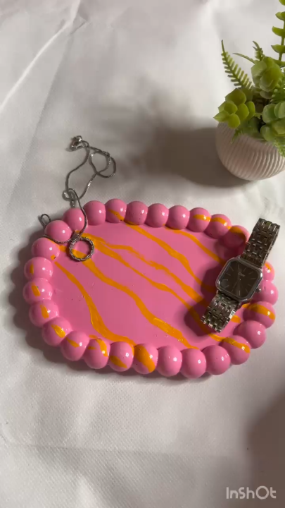 Elegant Pink Tray – Stylish Tray for Dressing Table, Versatile Tray for Table Use, Decorative Tray for Home Decoration, Beautiful Pink Tray for Jewellery, Makeup, Perfume and Accessories – Perfect Tray for Vanity and Tabletop Organization