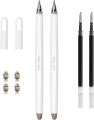 ELZO 2 in 1 Capacitive Stylus Pens Gel Pen Combo 2 Pcs with 4 Replacement Nanoqfiber Tips Multilateral Pens for Touch Screen Tablets  (2pcs, White). 