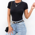 Casual Basic Black White Bodysuit Women Summer Short Sleeve Woman Body Top Cotton Bodycon Jumpsuit Romper Ladies 2020. 