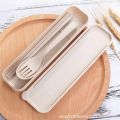 Cutlery Wheat Straw Spoon Fork Chopsticks With Box Students Tableware Travel Portable Dinnerware Kitchen Accessories.