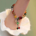Fashion Natural Stone Beaded Bracelet for Women Lily of the Valley Flower Pendant Tassel Chain Bracelets Girl Party Jewelry .