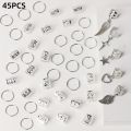 45pcs Alloy Braid Hair Ring Dreadlock Hair Ring - Hippie Style Hair Accessories Loc Hair Jewelry for Braids for Girls and Women. 
