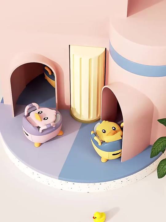 Potty Training Toilet for Kids Household Cute Cartoon Duck Soft Hard Cushion Clamshell Waist Guard Toilet Baby Toilet Supplies