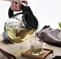 Borosilicate Glass Tea-Pot Kettle with Stainless Steel Strainer Plastic Handle Auto Lock 1500ml for Water Tea Coffee Jasmine Tea Green Tea Chamomile Tea and other Beverages for Home Office Cafe Restaurant Hotel Pubs Outdoor. 