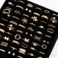22/44Pcs/Set Fashion Simple Heart Flowers Leaf Rings Set For Women Mix Style Trendy Geometry Daily Jewelry Party . 