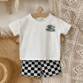 Summer Toddler Boys Girls Cotton Short Sleeve Top+Shorts Set Baby Boys Shortsleeve Printing Tee Outfits Sets Kids Clothes. 