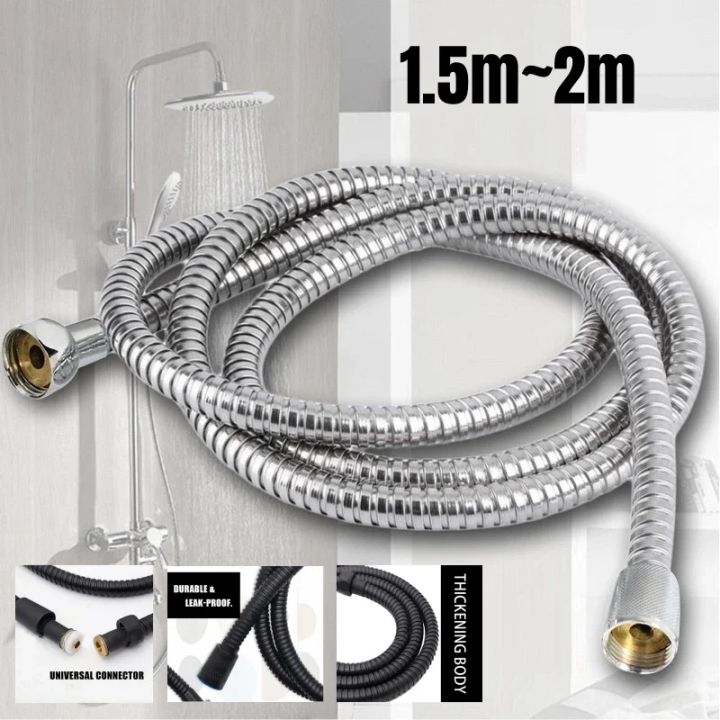 Bathroom Shower Hose 1.5m/2m Black/Silver/Stainless Steel Handheld Shower Hose Fittings Shower Head Hose Replacement