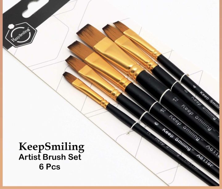 Keep Smiling Artist Flat Brushes Set of 6 | Daraz.pk