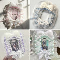 1Pc Plush Lace Photo Card Holder, Available in Yellow, Blue, Green, Purple, Pink, Featuring Cartoon Anime Characters, Suitable for Displaying and Holding Small Cards, Can Be Hung on a Backpack or Used as a Decorative Card Holder for Ita Bags. 
