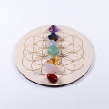 7pcs/set Natural Crystal Mixed  seven Chakra Healing Stone + Seven Star Array Wood Plate Gravel Chips Chakra Home decor Gift home decoration item. 