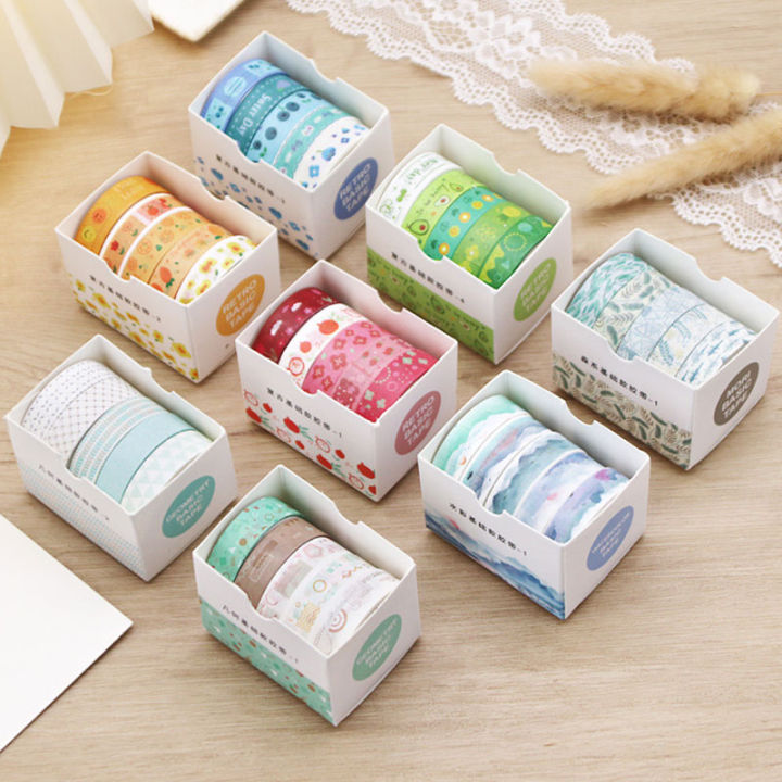 5 PCS Kawaii Washi Tapes Set Scrapbooking Stickers Supplies Japanese Cute korean stationery Journaling Aesthetic Masking tape