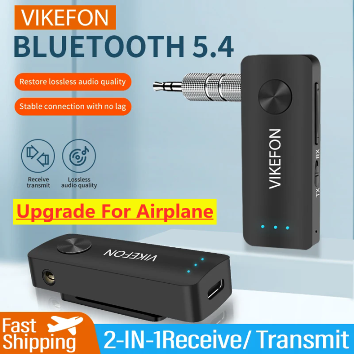VIKEFON Bluetooth 5.4 Audio Receiver Transmitter 3.5mm AUX Airplane Headset Stereo Wireless Adapter For Car kit PC TV Speaker