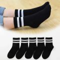 5 Pairs/ Lot Pure Colour Soft Breathable Cotton Kids School Socks Girls Boys Casual Grey Black White Sports Children's Socks. 