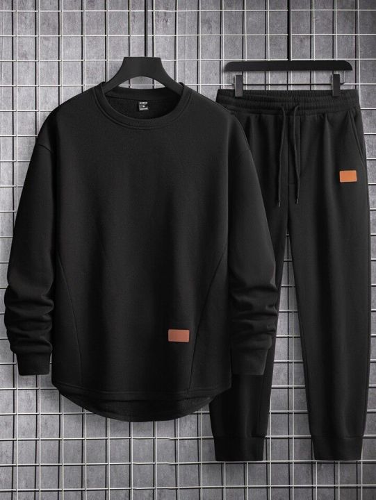 (Set%20Of%202)%20Men's%20Winter%20Warm%20Cotton%20Fleece%20Plain%20Sweatshirt%20Set.%20-%20Image%202