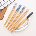 Anti-skid Handmade Bamboo 5 Pair Set Reusable Japanese Style Natural Wood Chopsticks Food  Multi Color Wooden Chopsticks Set. 