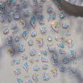Laser Sliver Star Ocean Dolphin Whale Shoal of fish Bubbles Sea Marine Organisms Nail Art Sticker Self Adhesive Manicure Decal.