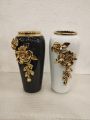 1 Pcs- Ceramic Porcelain Vase 11" Golden flower | White, Black. 