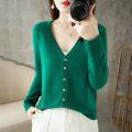 2025 new V-Neck Temperament Small Fragrance Women's Knitted Sweater Coat Special Cardigan ZHI D035. 