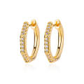 Zirconia Polygon Earrings for Women Stainless Steel Hoop Earrings 2024 Trend Femme Bling Luxury Wedding Jewelry aretes mujer. 