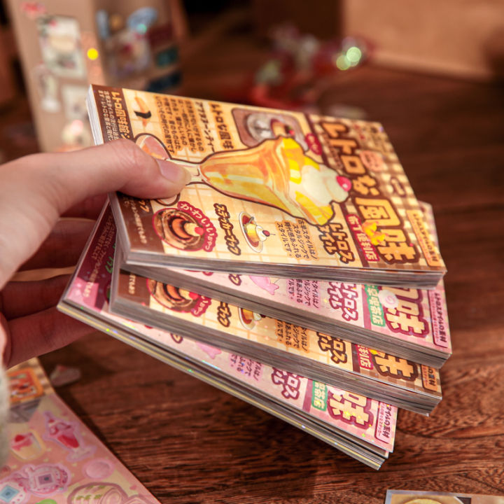 30sheets%20Kawaii%20Japanese%20Showa%20style%20cuisine%20glitter%20film%20die-cutting%20sticker%20book%20DIY%20handmade%20scrapbook%20aesthetic%20stationery%20-%20Image%203