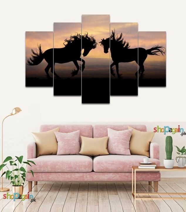 5%20Pieces%20wood%20frame%20PVC%20vinyl%20and%20Canvas%20Digitally%20Printed%20Full%20HD%20Wall%20Frame%20-%20Image%202