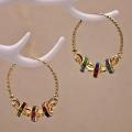 Retro Metal Crescent Earrings Bohemian Water Drop Tassel Earrings. 
