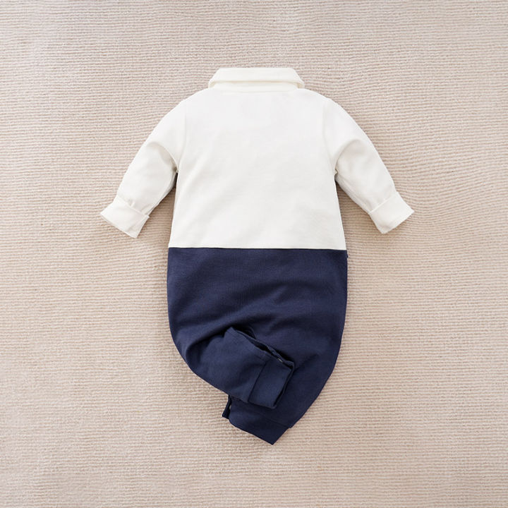 Newborn%20Boy%20Baby%20Jumpsuit%20Baby%20Casual%20Gentleman%20Bow%20Comfortable%20Cotton%20Spring%20And%20Autumn%20Navy%20Blue%20Long%20Sleeved%20Jumpsuit%20-%20Image%202